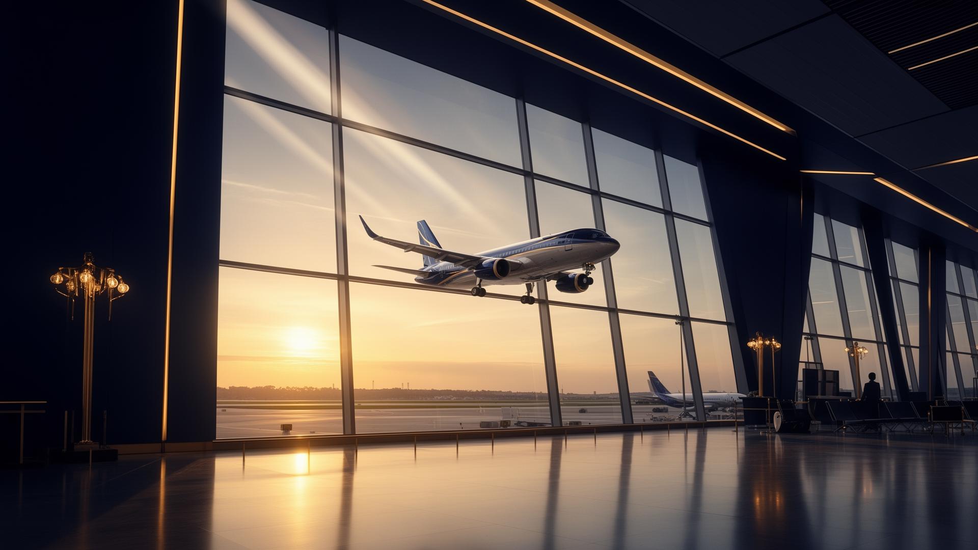 Luxury airport at golden hour